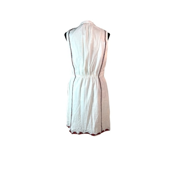 Madewell Embroidered sleeveless White Dress with Red Accents Size 10 - Picture 5 of 10